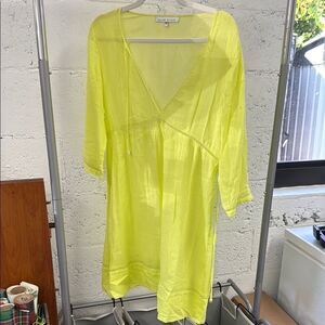 Sheer Yellow Cover-Up by Heidi Klein - Light Weight V Cut Dress - NWT